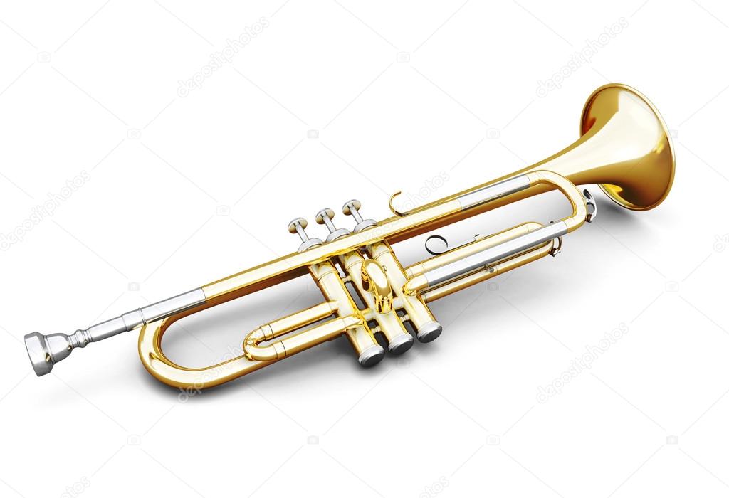 Trumpet on a white background