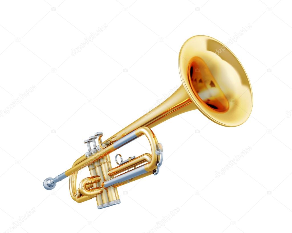 Trumpet isolated on a white