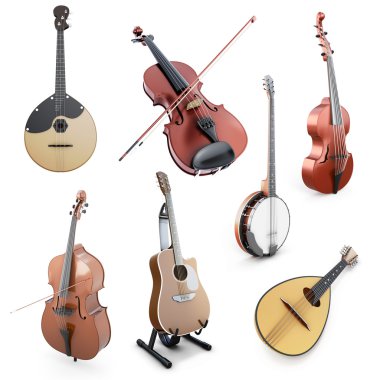Set of string musical instruments clipart