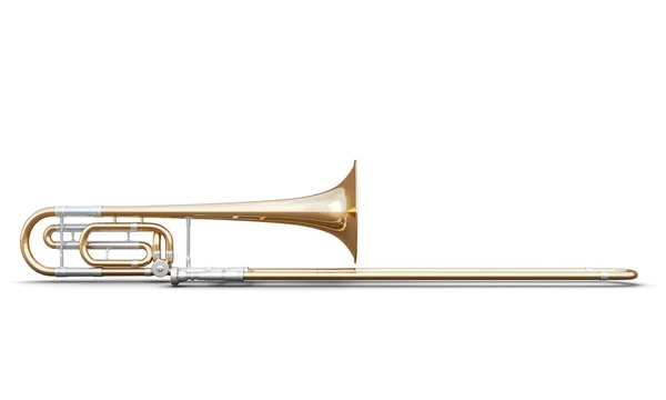 Beyaz arka plan üzerinde izole trombon — Stok fotoğraf