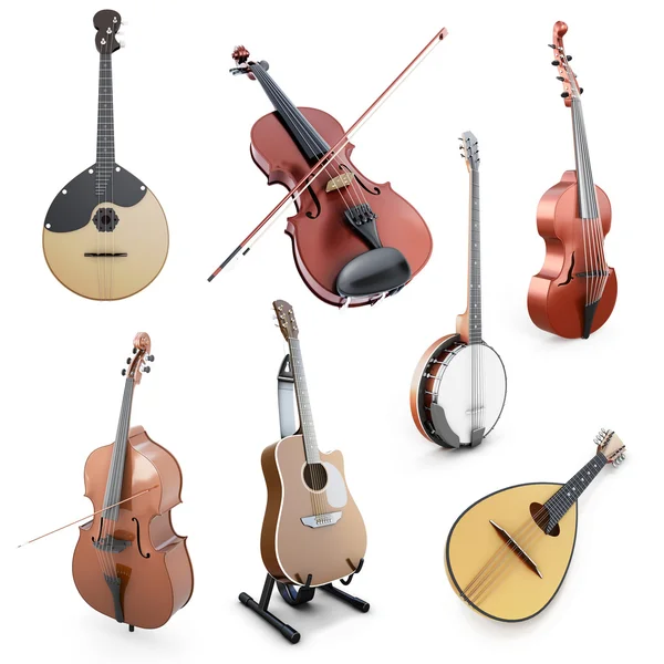 Set van muzikale strijkinstrumenten — Stockfoto