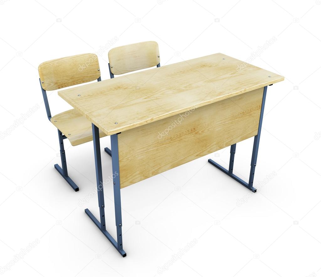 School desk with two chairs