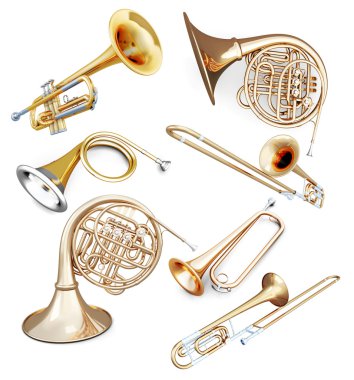 Set of wind instruments clipart
