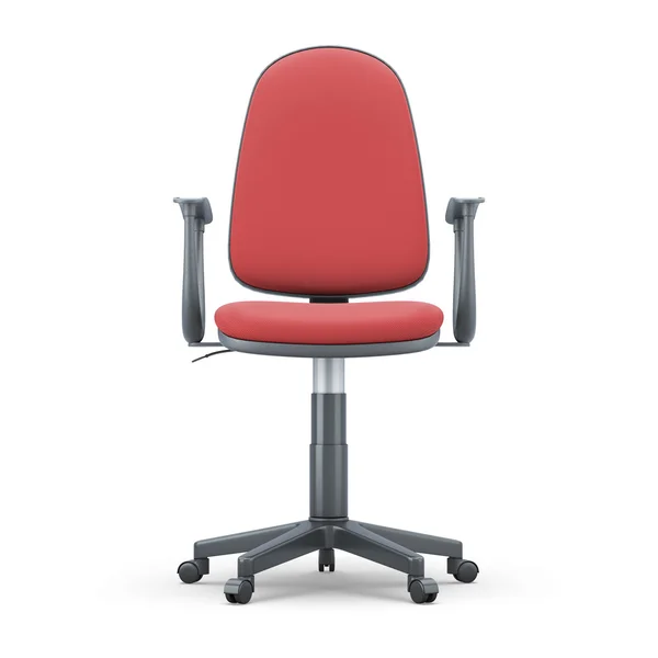 Офісне крісло з червоною оббивкою на білому тлі — стокове фото