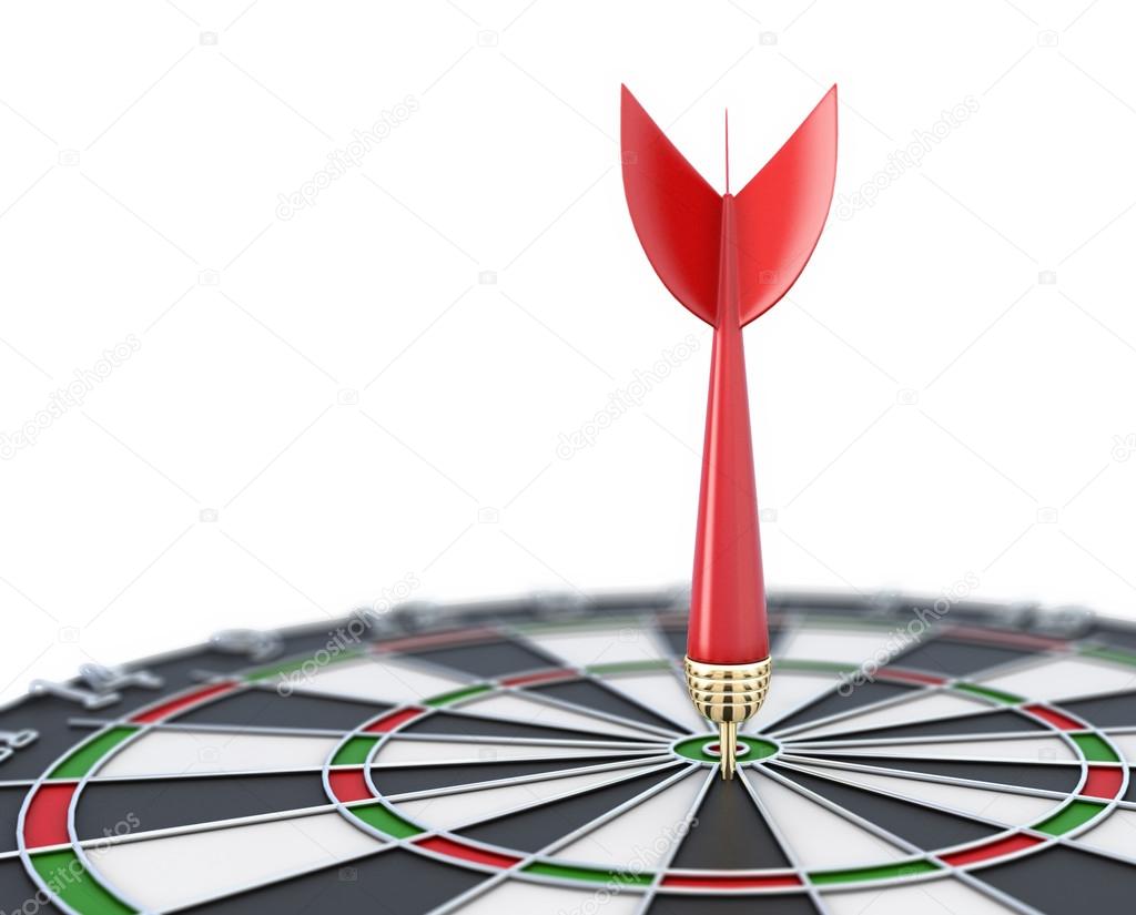 Dartboard close-up with a dart at a target