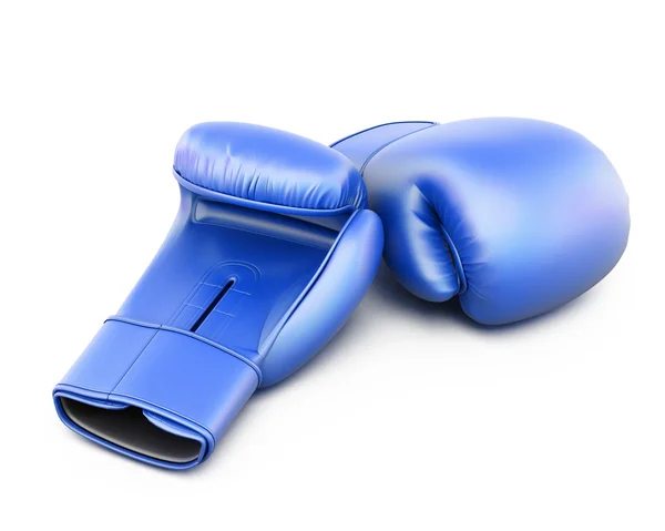 Guantes de boxeo azules aislados en blanco — Foto de Stock