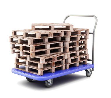 Transport trolley with pallets close-up clipart