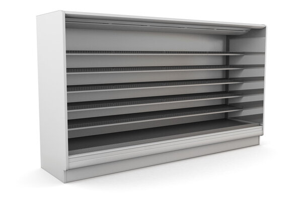 Row of supermarket shelves 