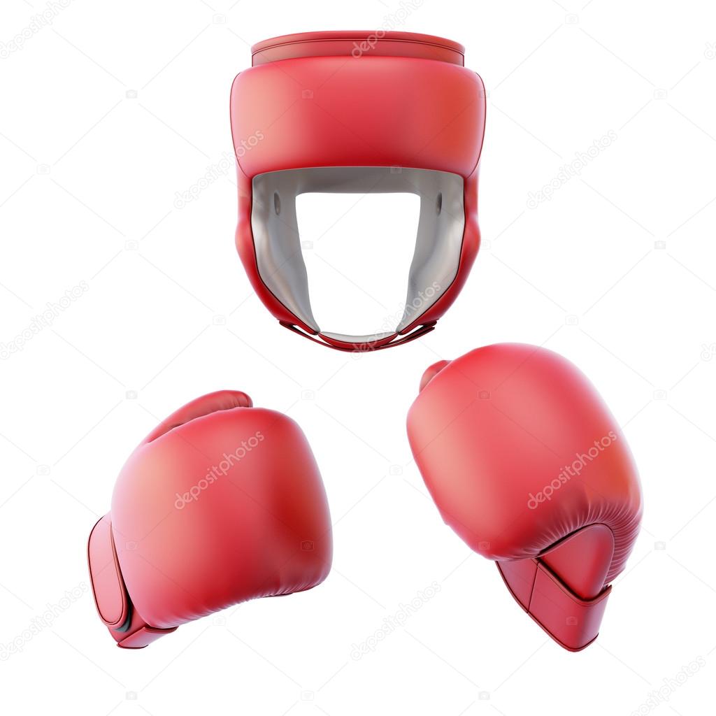 Boxing helmet with gloves