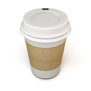 Beyaz fincan kahve ile bir karton etiket