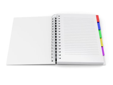 Açık defter Bahar üzerinde sekmeler ile
