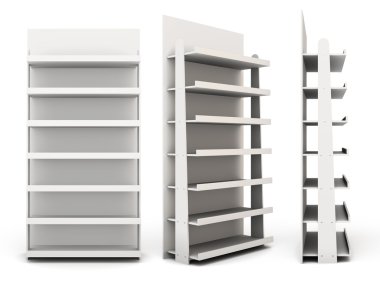 Farklı açılardan dükkan rafları