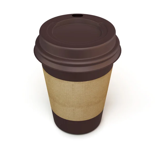 Xícara de café com rótulo de papelão — Fotografia de Stock