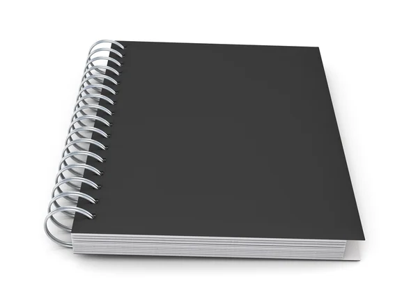 Cuaderno cerrado en una cubierta negra con muelle —  Fotos de Stock