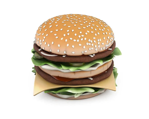 Großer Hamburger auf weißem Hintergrund — Stockfoto