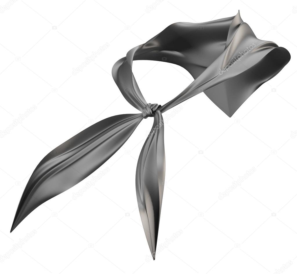 Black scarf tie isolated on white background