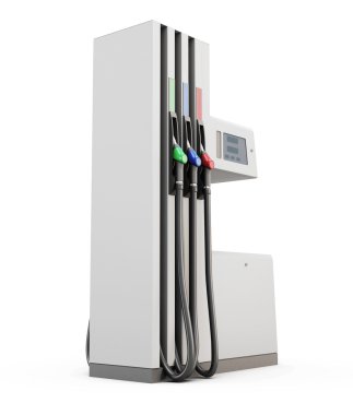 Beyaz arka plan altında benzin pompası