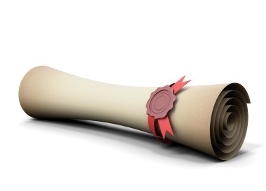 Old scroll with seal wax close-up