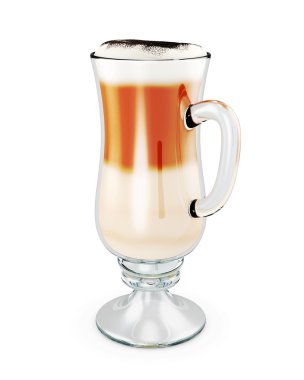 Sütlü kahve üzerine beyaz izole