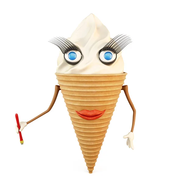 Мультфильм мороженое в конусе — стоковое фото