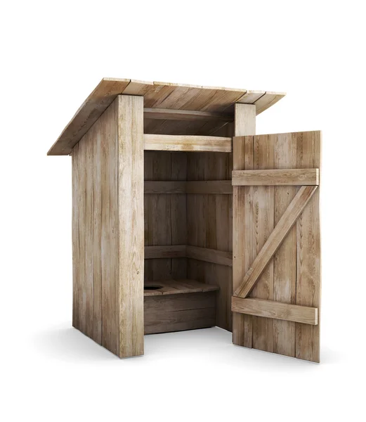 WC in legno con la porta aperta — Foto Stock