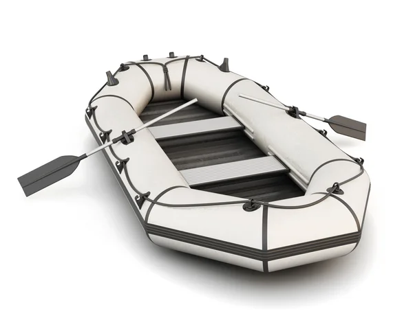 Barco de borracha inflável branco com remos — Fotografia de Stock