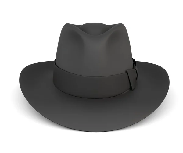 Męska czarny kapelusz na białym tle. — Zdjęcie stockowe