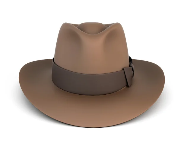Męskie brązowy kapelusz na białym tle — Zdjęcie stockowe