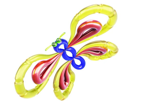 Barevný motýl balónků na bílou. 3D. — Stock fotografie