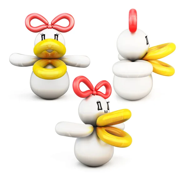 Conjunto de balões torcidos de pato isolados sobre fundo branco . — Fotografia de Stock