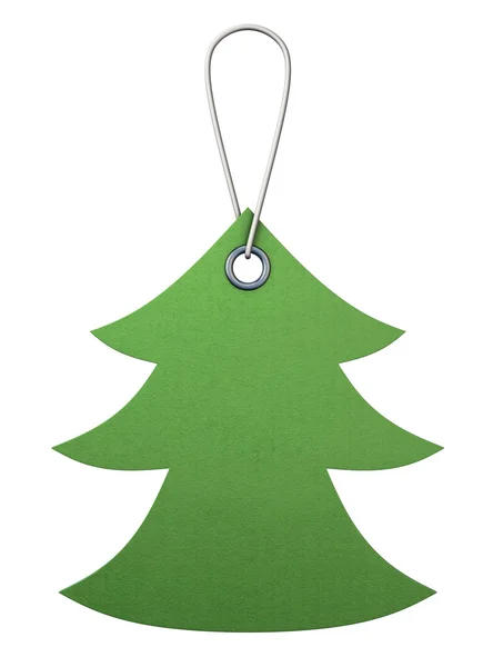 Grüne Kartonanhänger in Form eines Weihnachtsbaums. 3d. — Stockfoto