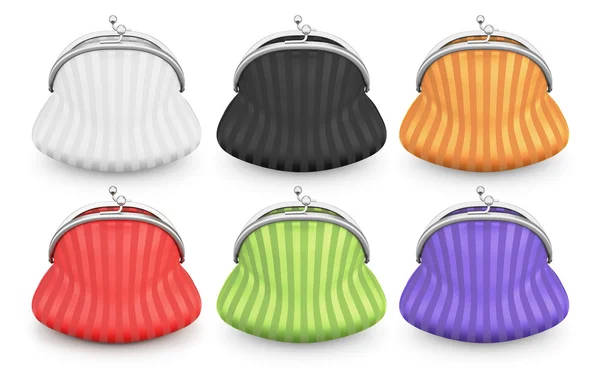 Set of purses of different colors on a white background — Stock Photo, Image