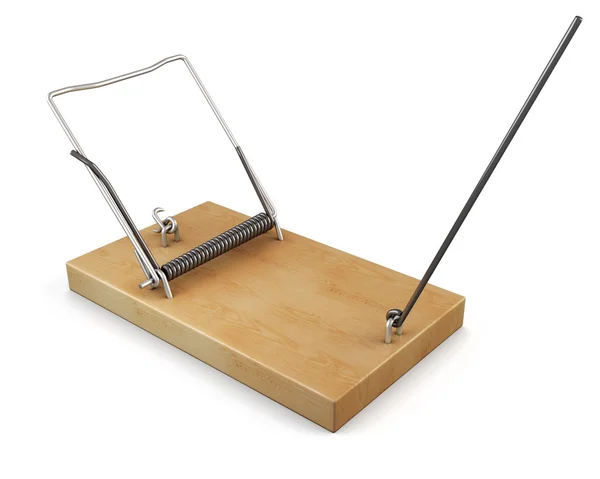 Tripped mousetrap. 3d. — Stock Photo, Image