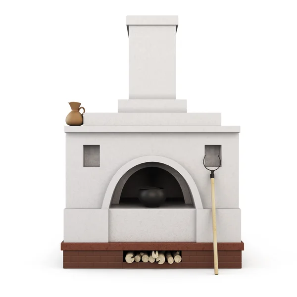 Russian stove front view. 3d. — Stock Photo, Image