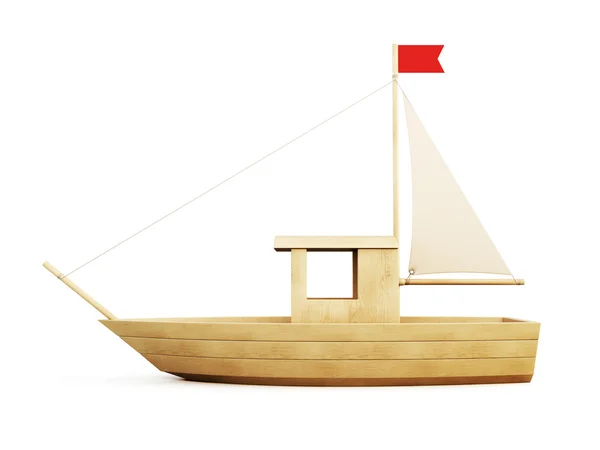 Wooden Sailboat side view. 3d. — Stock Photo, Image