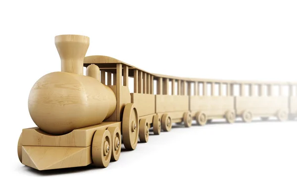 Tren de madera aislado sobre fondo blanco. 3d . —  Fotos de Stock