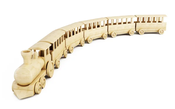 Pociąg drewniany. 3D. — Zdjęcie stockowe