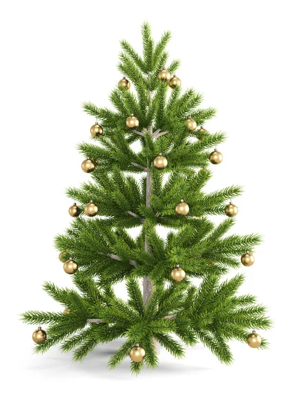 Albero di Natale con palline di Natale d'oro. 3d . — Foto Stock