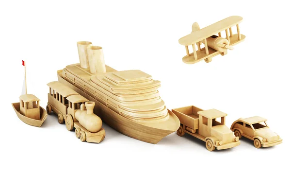 Diferentes modos de transporte. Conjunto de formas de transporte de madera . —  Fotos de Stock