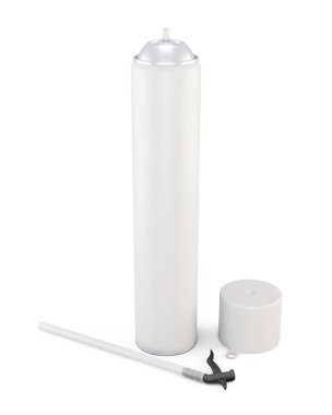 Beyaz tüp beyaz bir arka plan üzerinde köpük var. 3D.