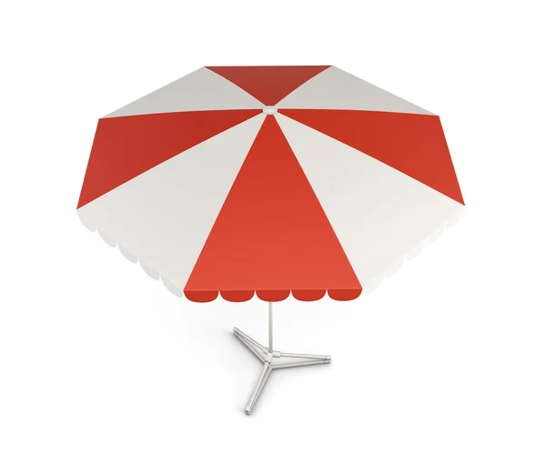 Paraguas de playa con rayas rojas. ilustración 3d . — Foto de Stock