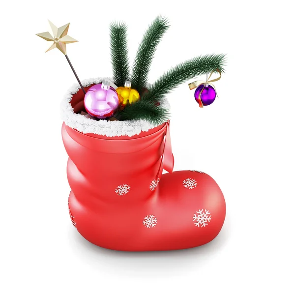 Weihnachtssocke mit Geschenken. 3D-Darstellung. — Stockfoto