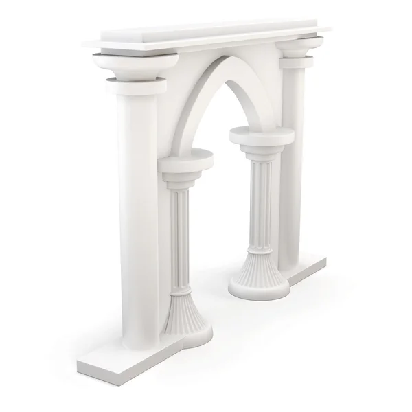 Ingang met kolommen geïsoleerd op een witte achtergrond. 3D. — Stockfoto
