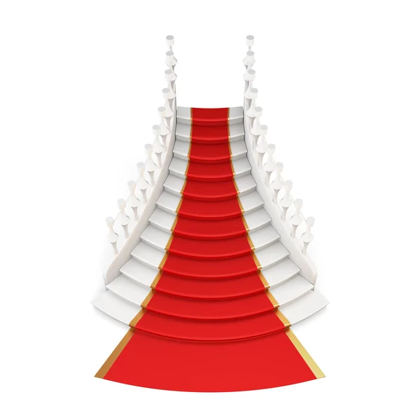 Staircase with red carpet isolated on white background. 3d. — Stock Photo, Image