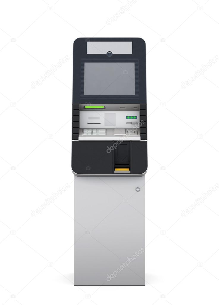ATM machine front view. 3d.