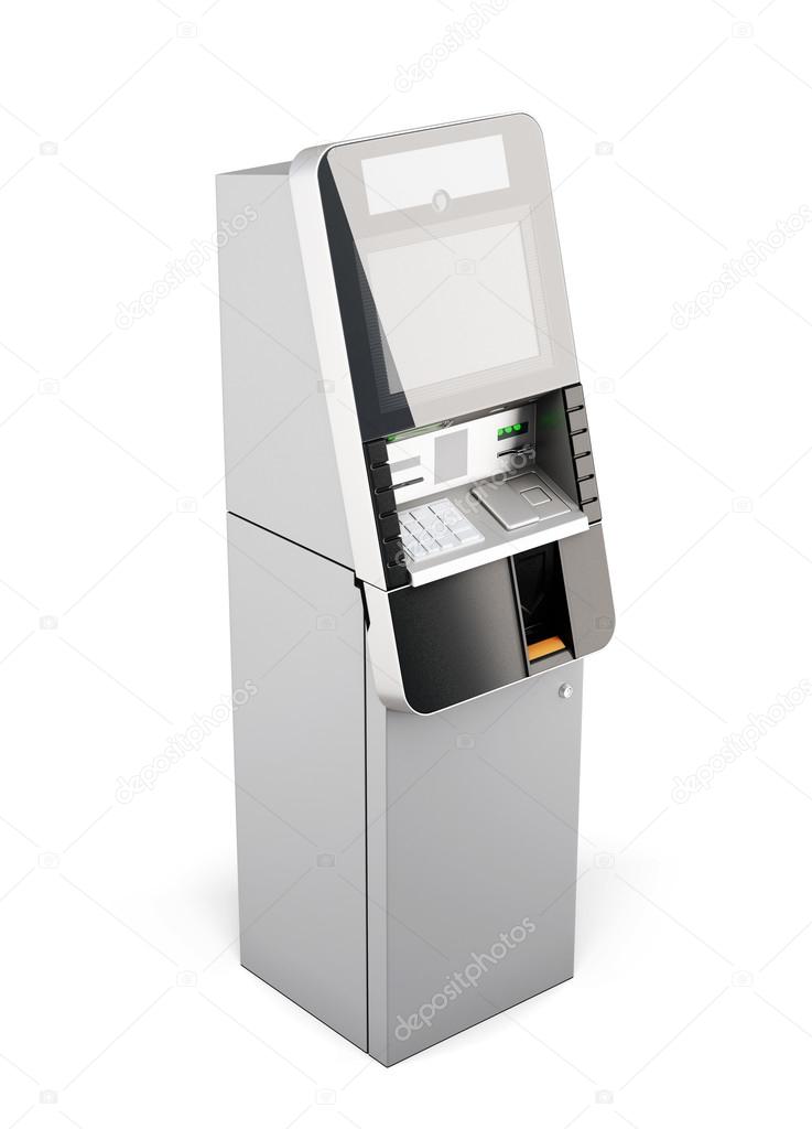 ATM machine isolated on white background. 3d.