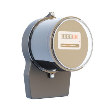 Beyaz arka plan üzerinde izole retro elektrik metre. 3D.