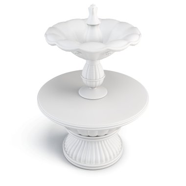 Beyaz taş beyaz arka plan üzerinde izole Çeşmesi. 3D illustr