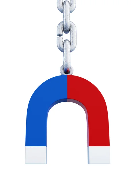 Magnet suspended on a chain. 3d. — Stock Photo, Image