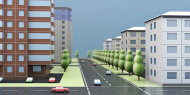 bir şehrin sokak 3D render